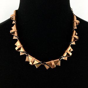 RENOIR MCM solid copper necklace - vtg midcentury modern chunky geometric 19"